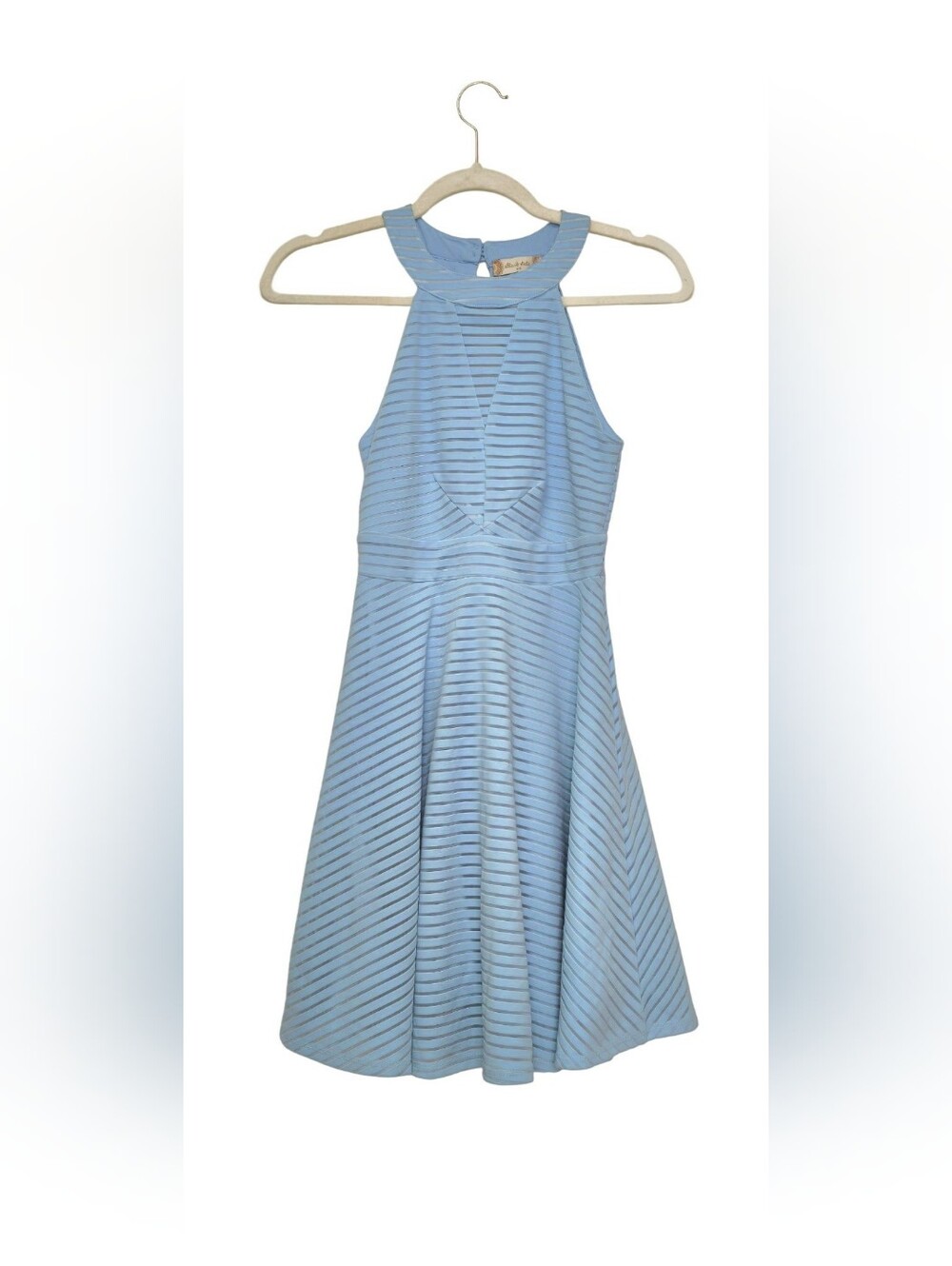 NWT Altar'd State Light Blue Mesh Halter Mini Dress XS Keyhole Back Cocktail